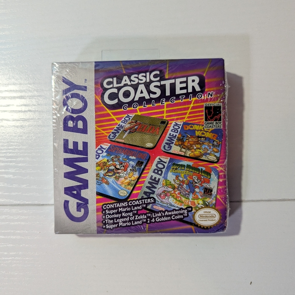 New Sealed Nintendo Gameboy Classic Coaster - Set of 4 - Mario Zelda Donkey Kong